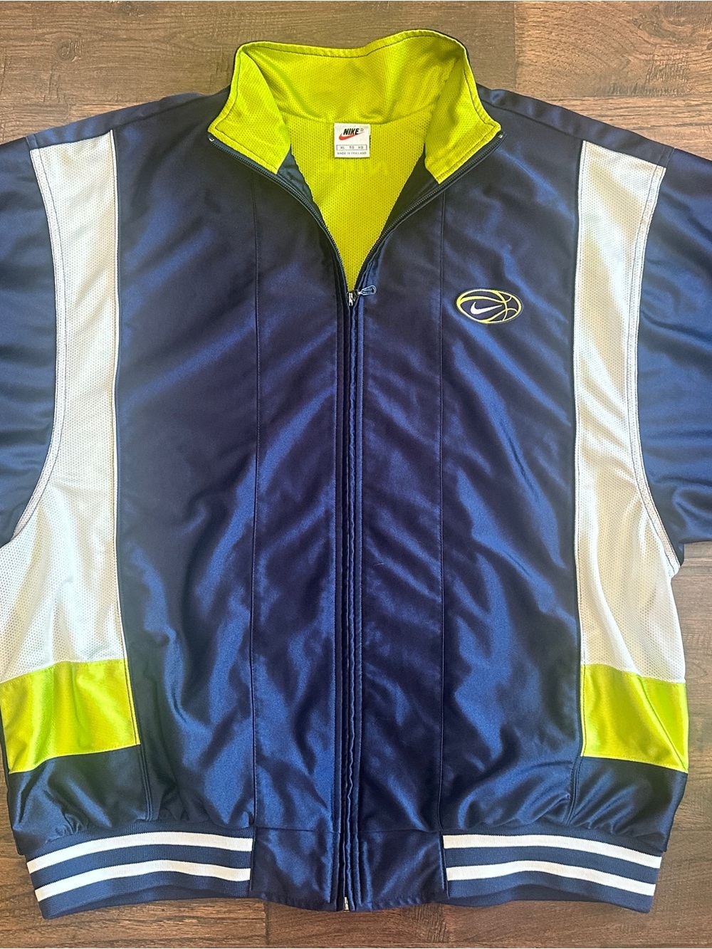 Vintage Nike Basketball Warm Up Jacket XL Y2K Blue Neon Short Sleeve Full Zip
